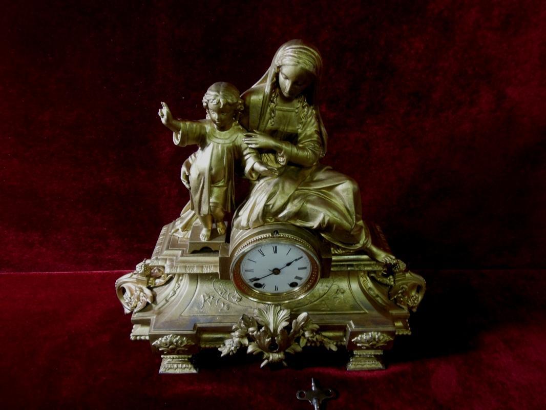 Antique Seth Thomas Mantel Figural Clock Jesus Madonna Rare to Find
