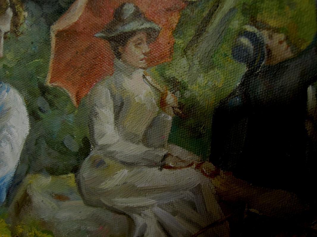 Oil Painting Women Tennis Theme Ornate Gold Frame