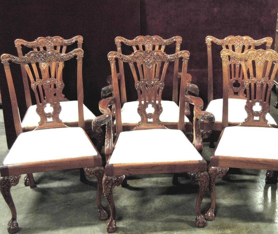 Chippendale Eagle Carved Dining Chairs Two Master Four Side