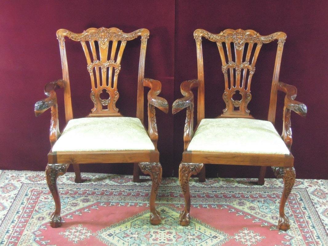 Chippendale Eagle Carved Dining Chairs Two Master Four Side