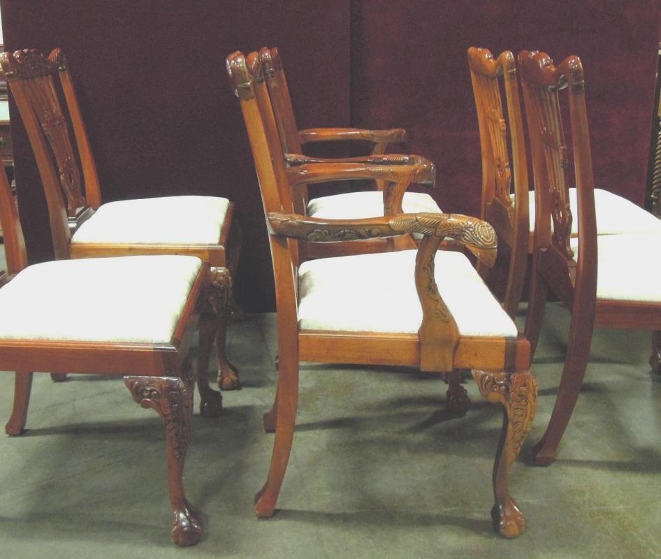 Chippendale Eagle Carved Dining Chairs Two Master Four Side