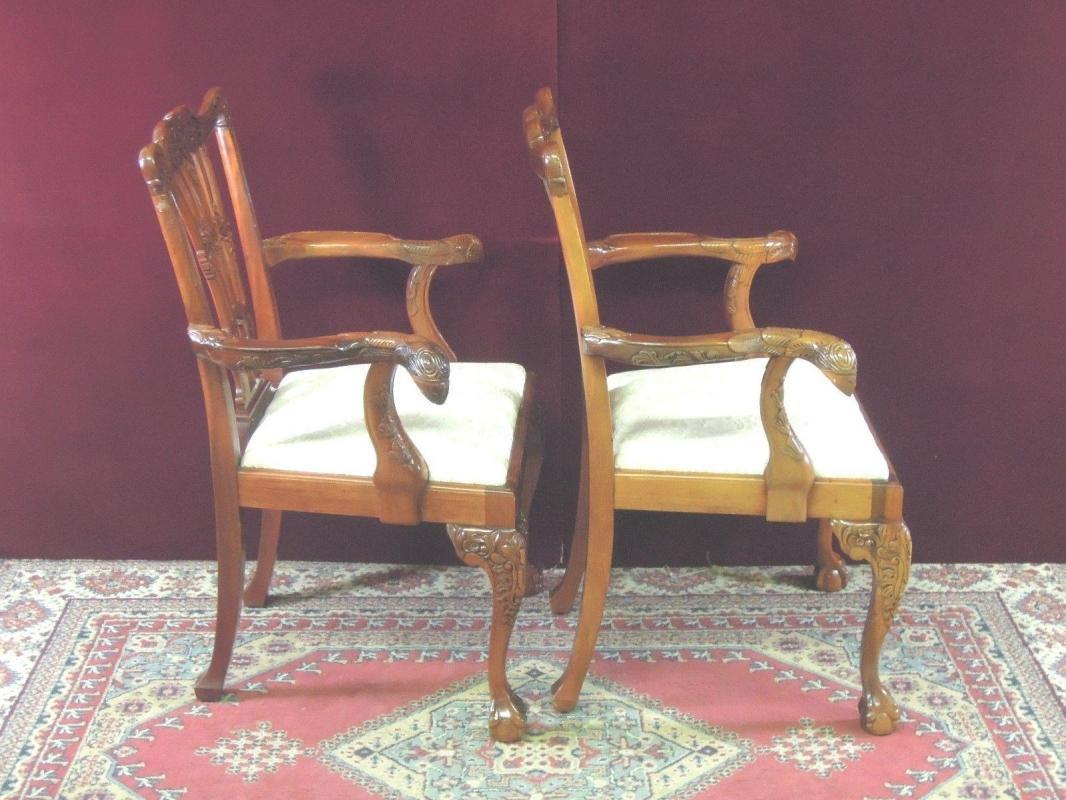 Chippendale Eagle Carved Dining Chairs Two Master Four Side