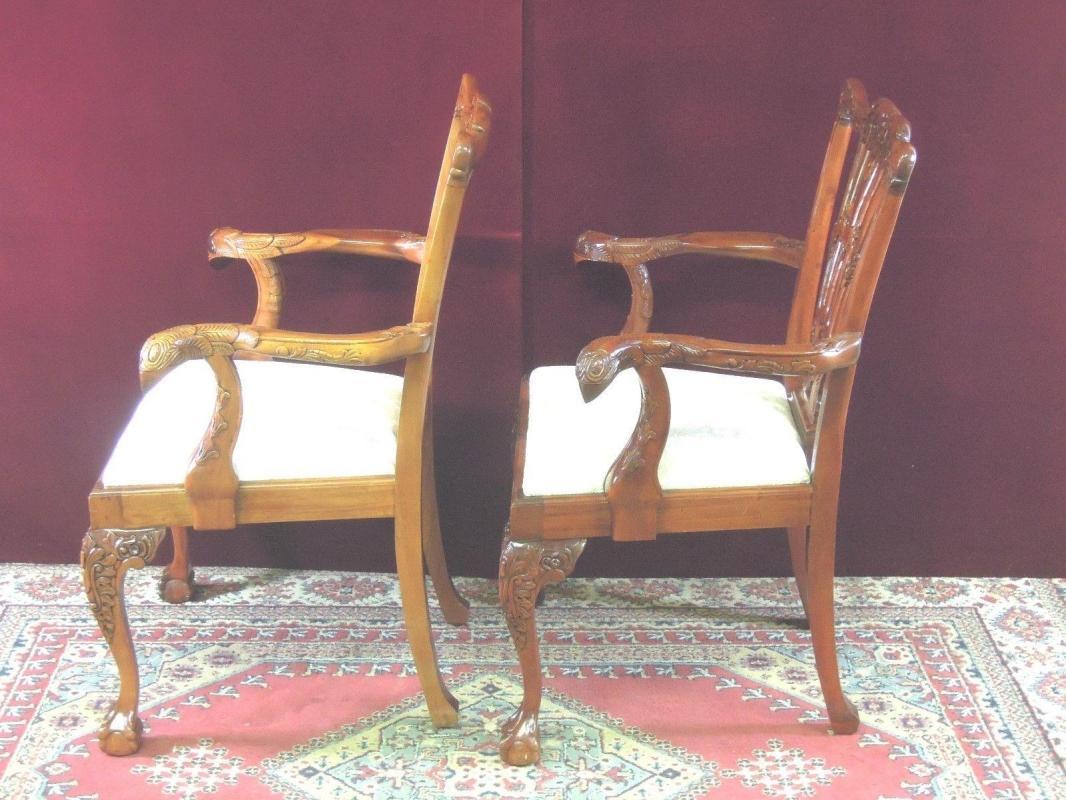 Chippendale Eagle Carved Dining Chairs Two Master Four Side