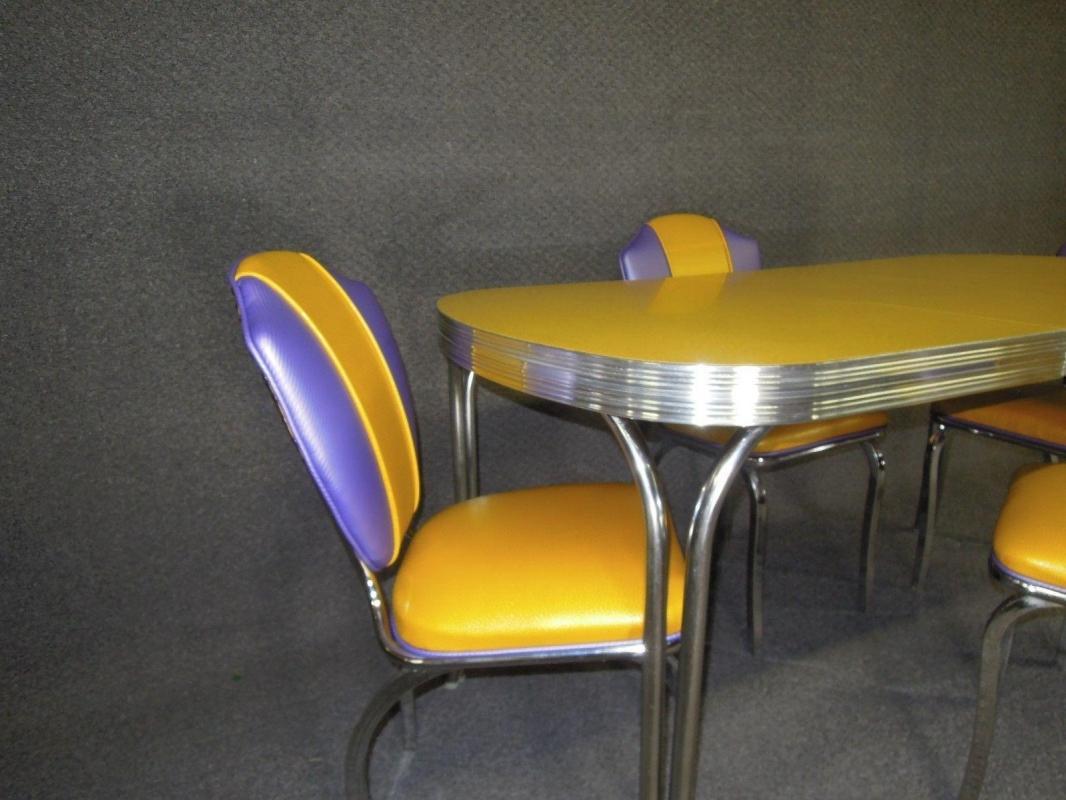 Vintage Chrome Dinette Yellow Moon Glow Table Lloyd Chairs New Fabric