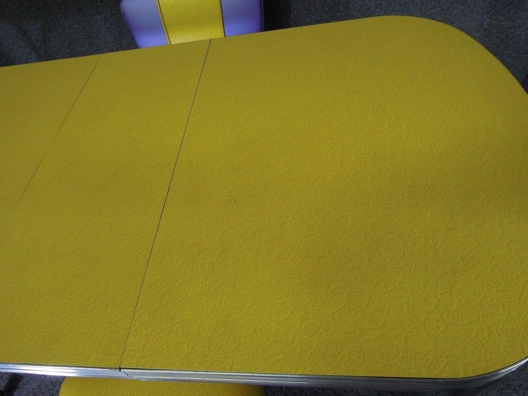 Vintage Chrome Dinette Yellow Moon Glow Table Lloyd Chairs New Fabric
