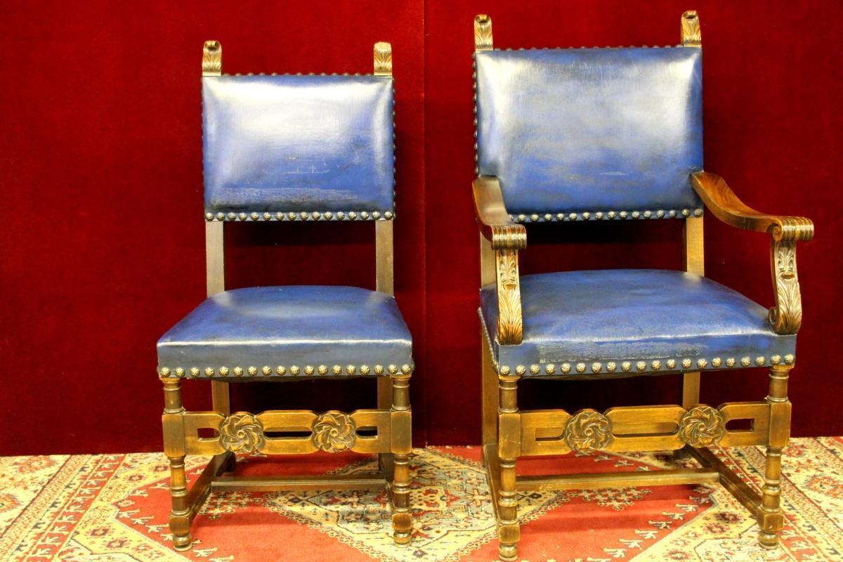 Pair Mahogany Renaissance Chairs From Cranbrook Academy of Art