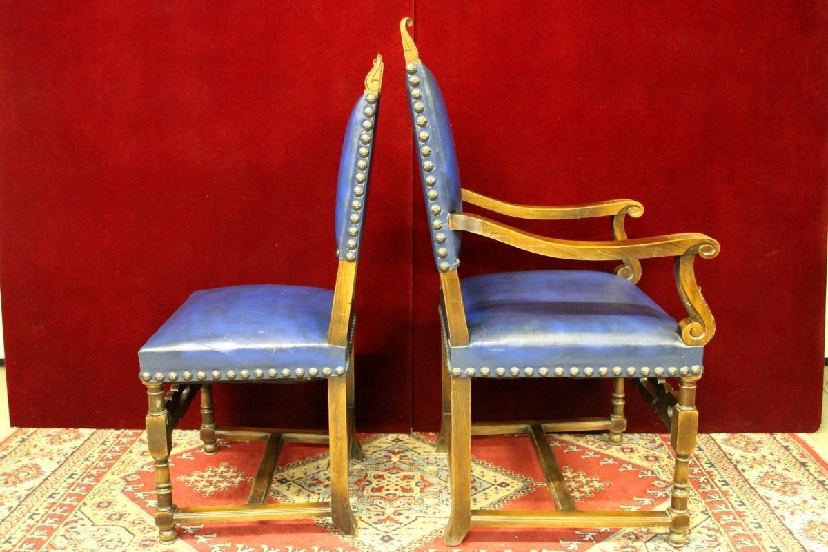 Pair Mahogany Renaissance Chairs From Cranbrook Academy of Art