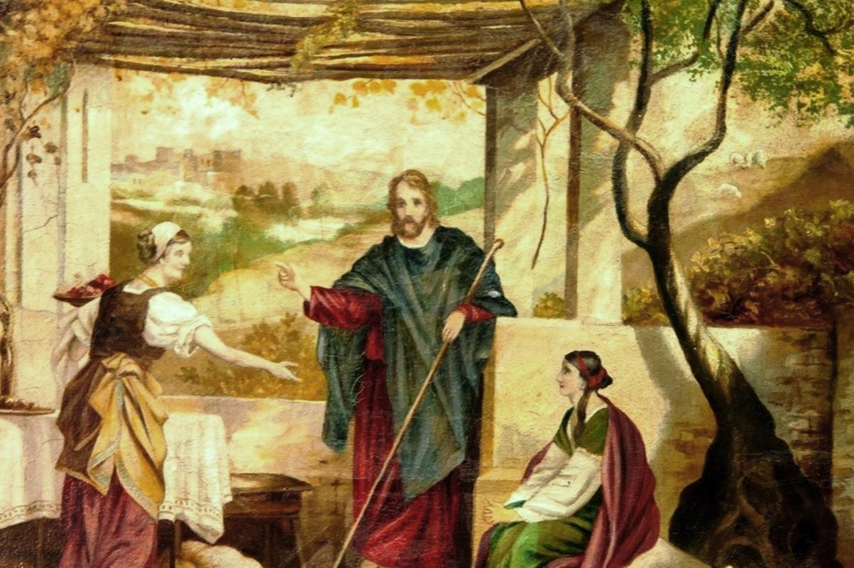 Heinrich Hofmann Oi On Canvas Jesus with Mary and Martha 19th Century