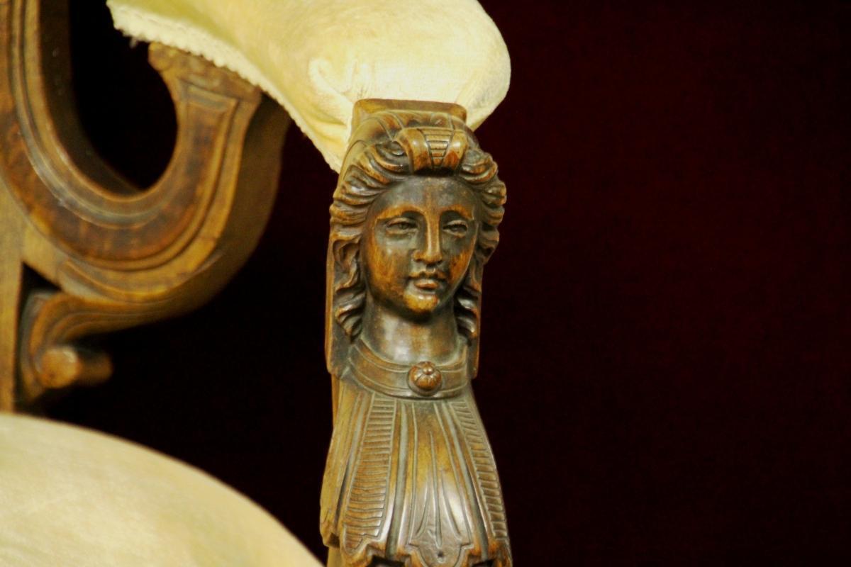 John Jelliff Style Parlor Chairs Figural Carved Heads Stunning