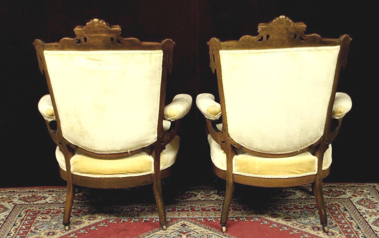 John Jelliff Style Parlor Chairs Figural Carved Heads Stunning