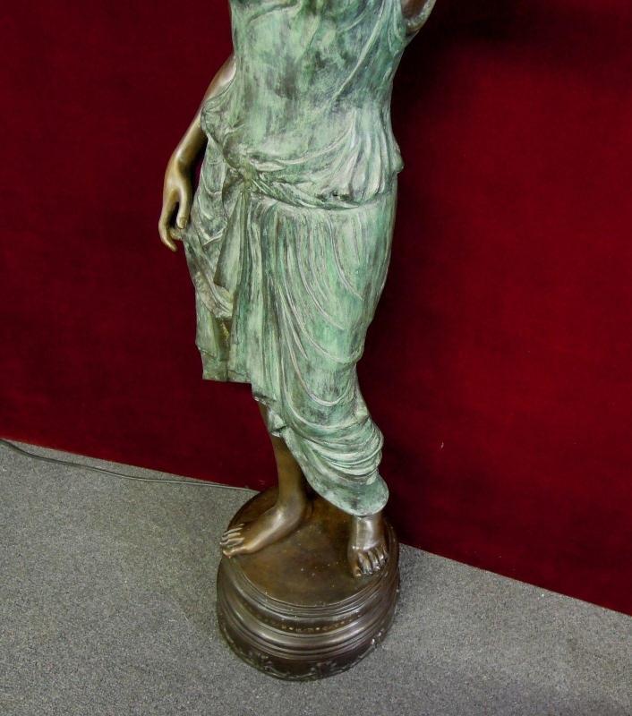 Bronze Roman Woman Floor Lamp Holding Light