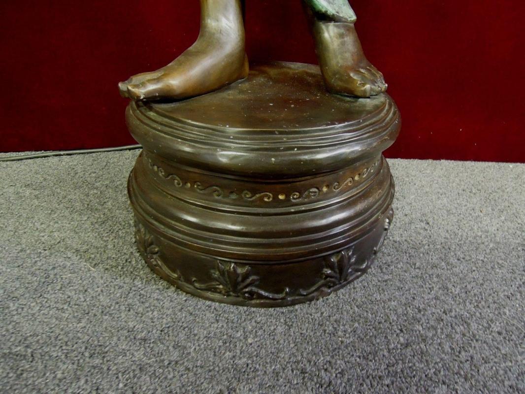 Bronze Roman Woman Floor Lamp Holding Light