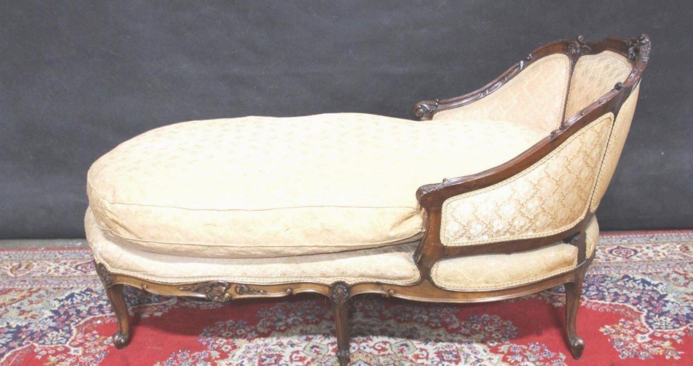 Louis XV Chaise Lounge Carved Wood Down Cushion