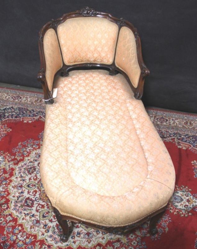 Louis XV Chaise Lounge Carved Wood Down Cushion