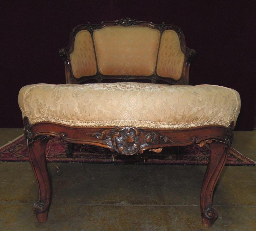 Louis XV Chaise Lounge Carved Wood Down Cushion