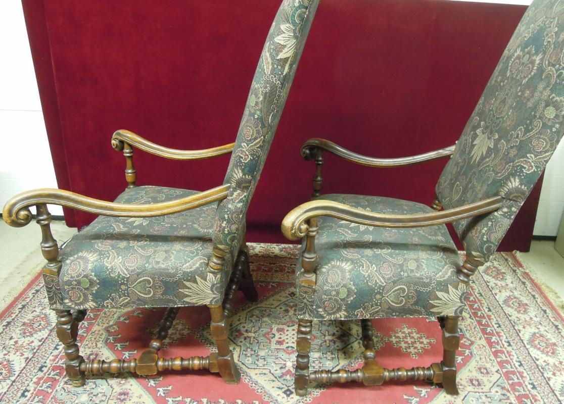 Renaissance Revival High Back Chairs Floral