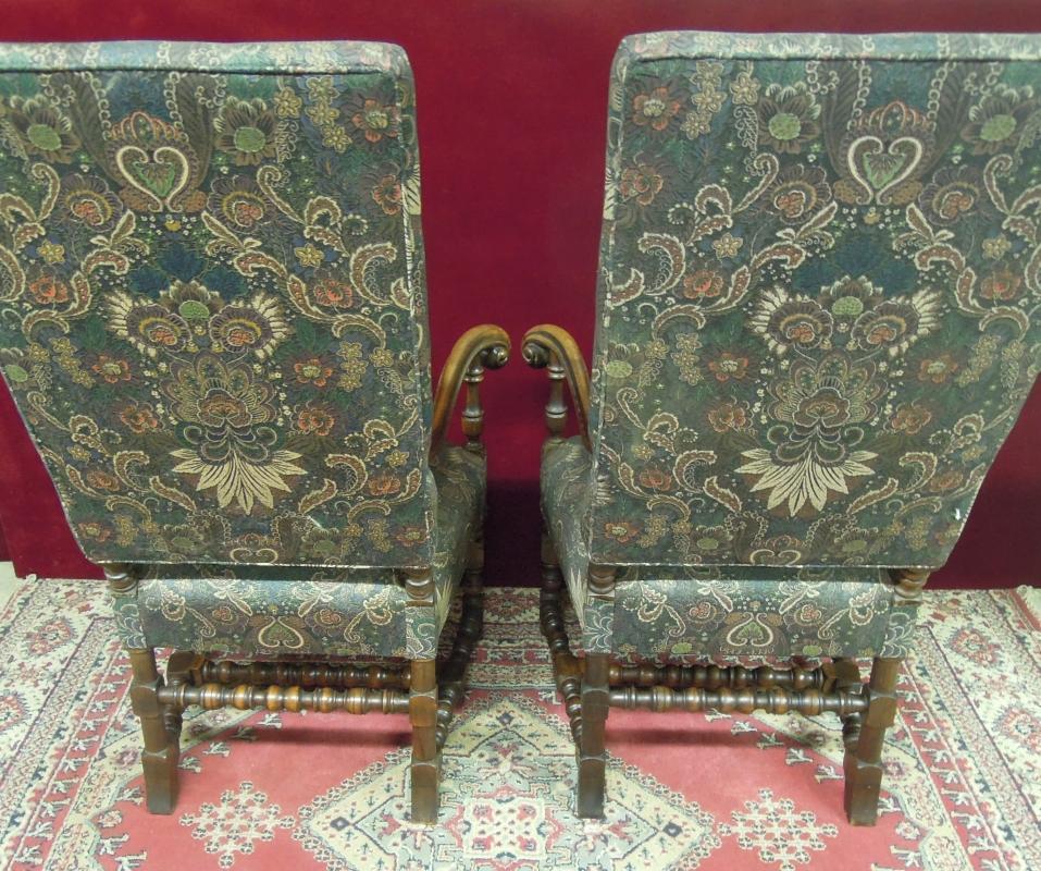 Renaissance Revival High Back Chairs Floral