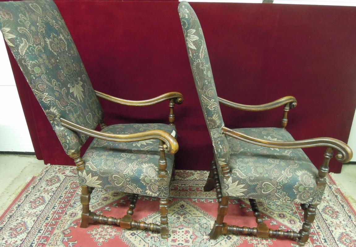 Renaissance Revival High Back Chairs Floral