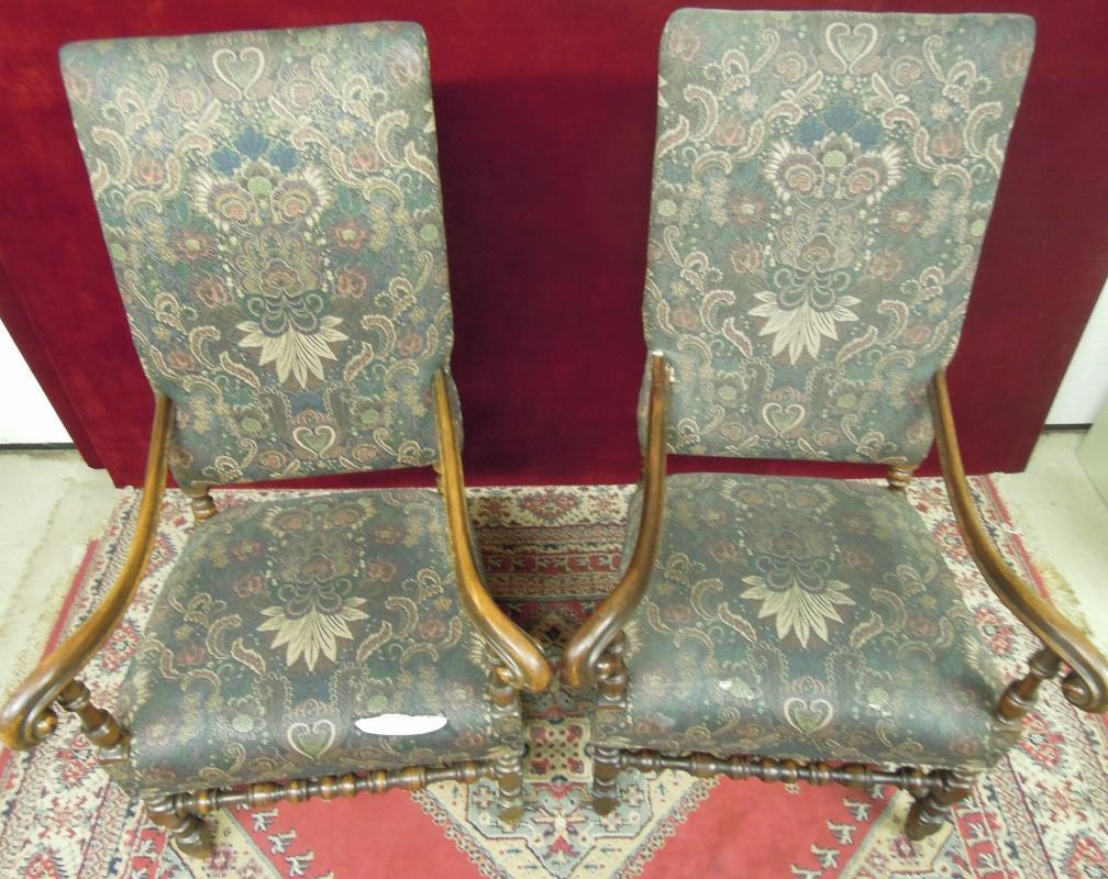 Renaissance Revival High Back Chairs Floral
