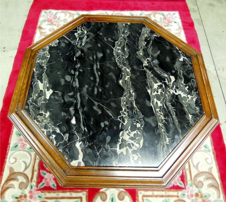 Antique Figural Head Table Marble Top Octogon Shape