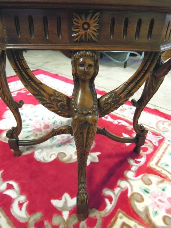 Antique Figural Head Table Marble Top Octogon Shape