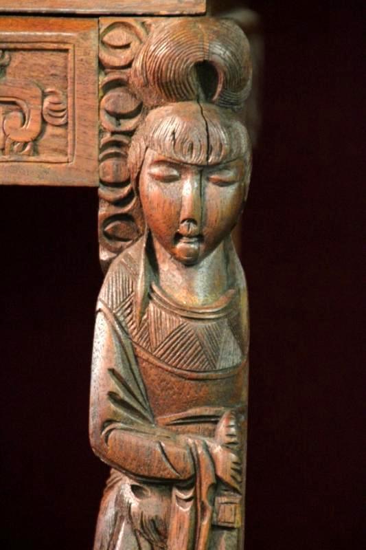 Figural Asian Chair Carved Wood Stunning RARE