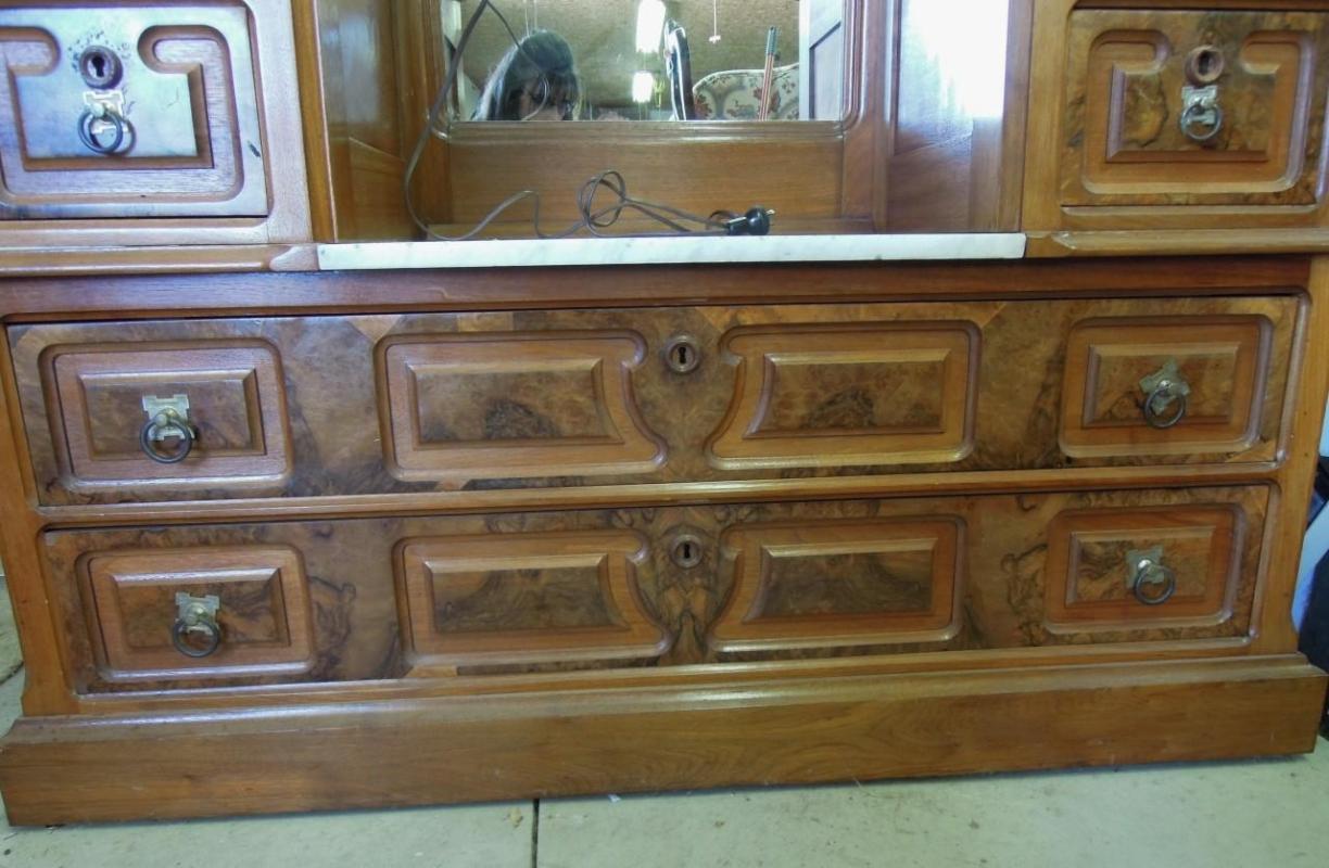Antique Victorian Drop Marble Vanity With Mirror