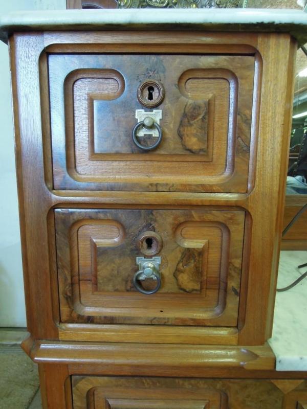 Antique Victorian Drop Marble Vanity With Mirror