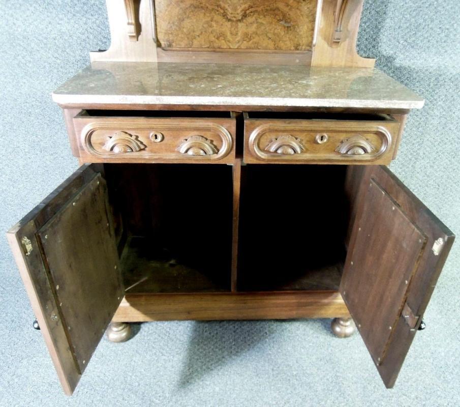 Antique Sideboard Buffet Carved Marble Top
