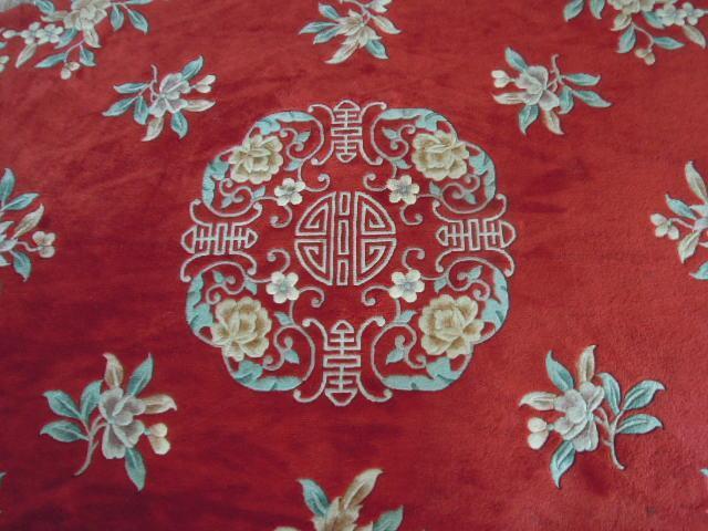 Hand Made Wool Area Rug Floral Medallion Vases China Stunning