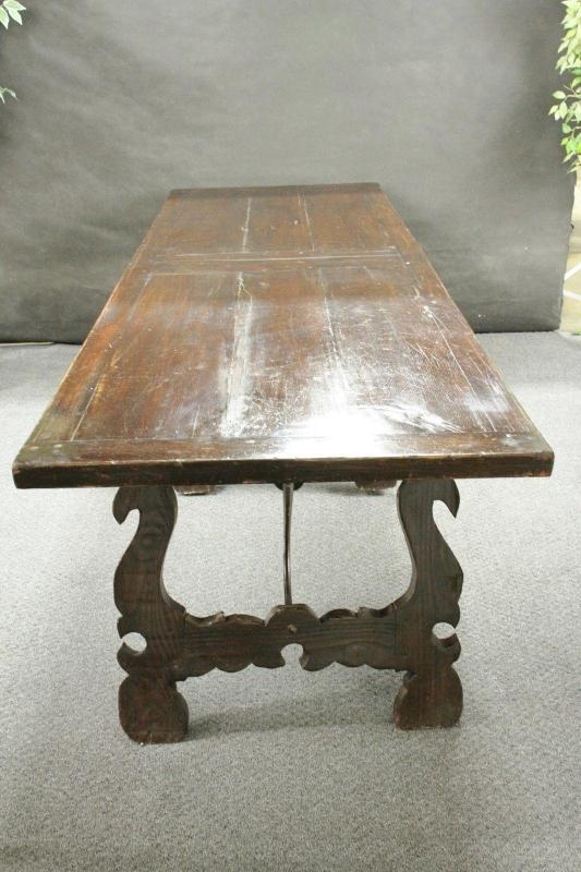 Antique Spanish Baroque Refectory Table Iron Scrolls Large Very Old