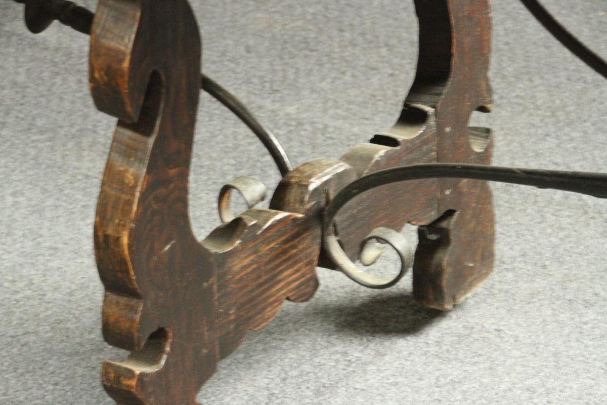 Antique Spanish Baroque Refectory Table Iron Scrolls Large Very Old