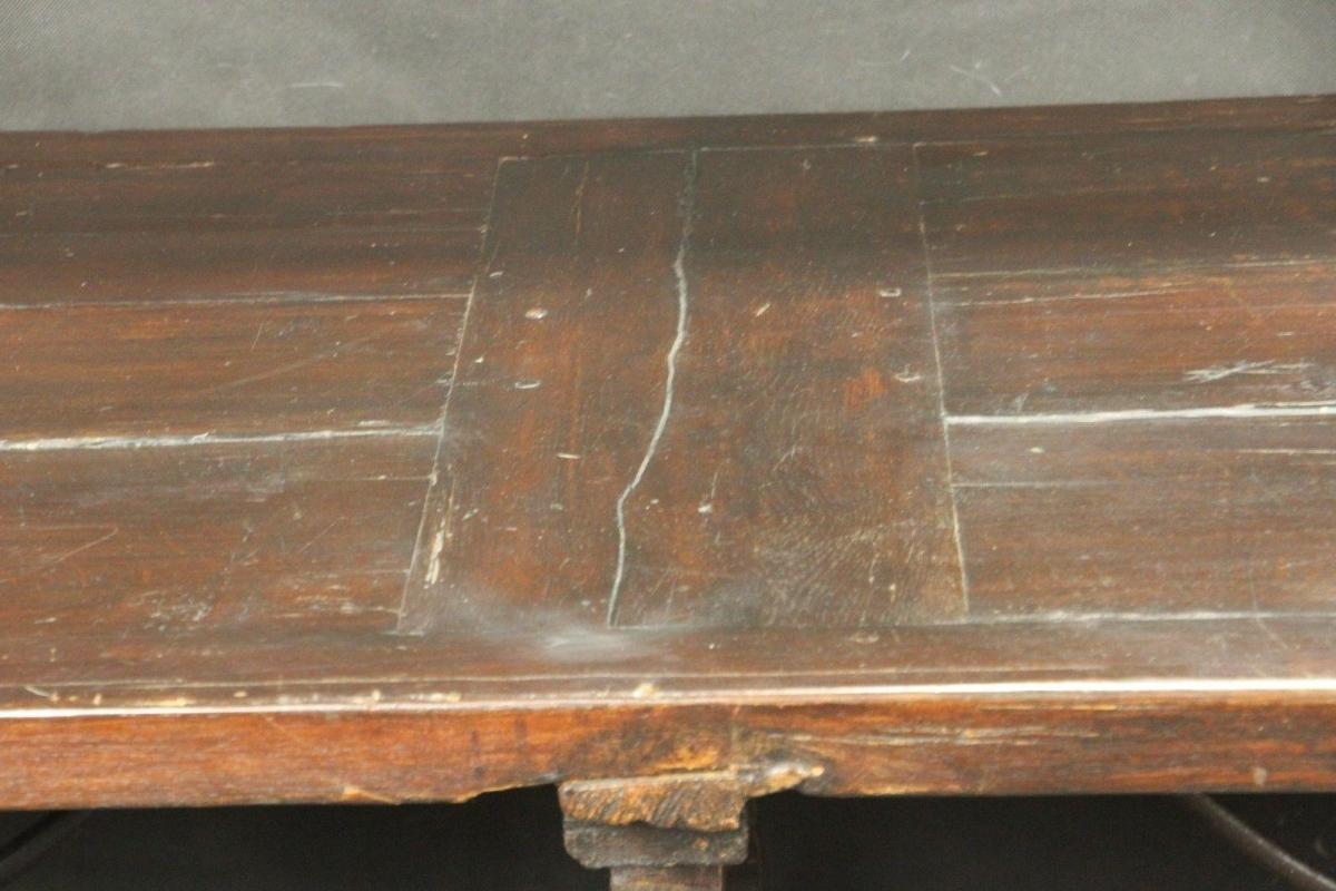 Antique Spanish Baroque Refectory Table Iron Scrolls Large Very Old