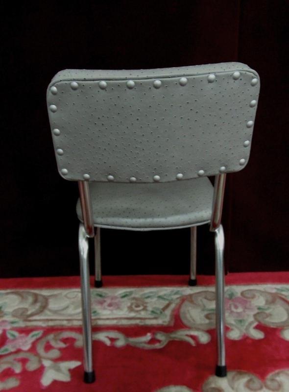 Chrome Dinette Gray Marbled Table Ostrich Pattern Chairs New Fabric