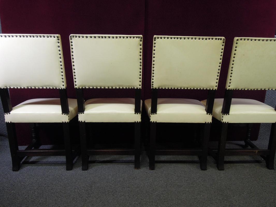 Antique French High Back Chairs Master Carved Arms Stretcher Side Six