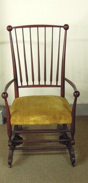 Antique Rocking Chair Platform Base Spindle Back