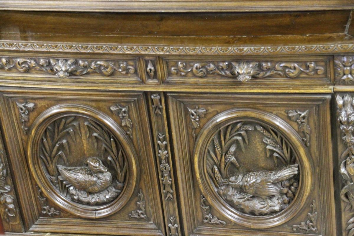 Antique Hunting Figural Head China Cabinet Hutch Rare