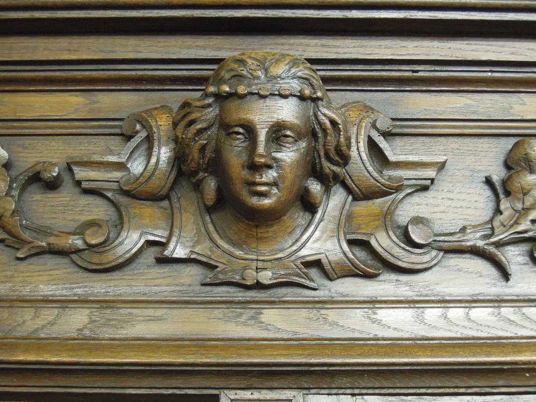 Antique Hunting Figural Head China Cabinet Hutch Rare
