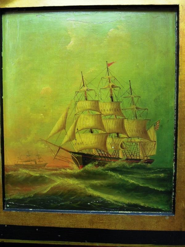 Antique Sea Captains Desk Nautical Painting One of a Kind
