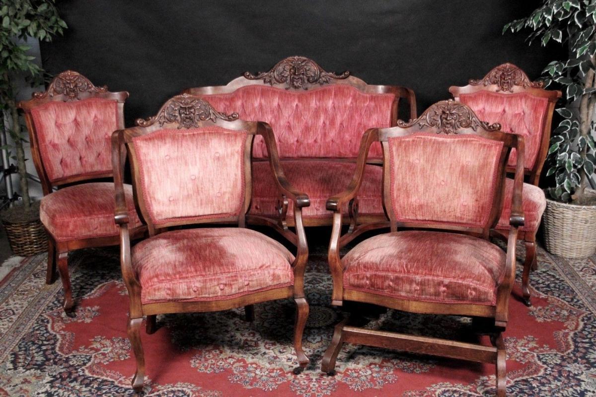Carved Antique Parlor Settee Rocking Chair Side Chairs Man Of North Wind Zeus