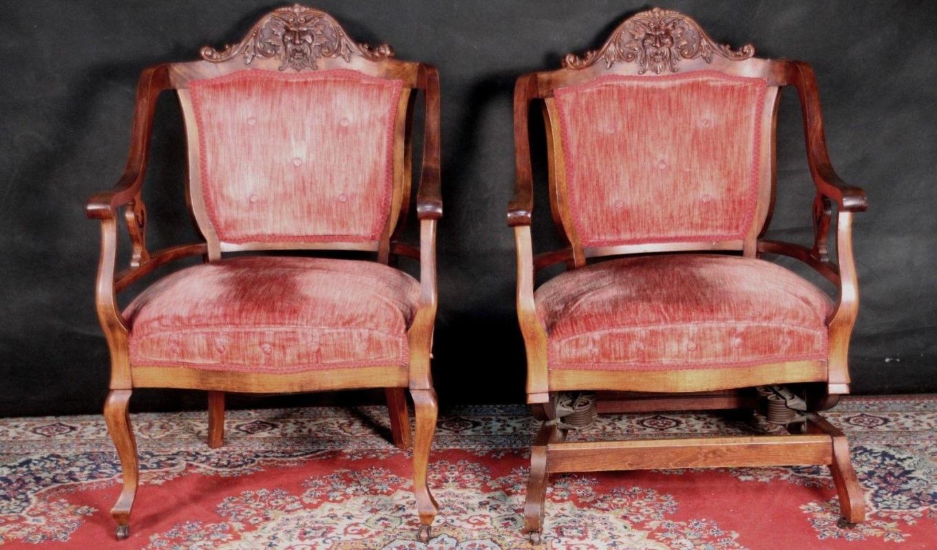 Carved Antique Parlor Settee Rocking Chair Side Chairs Man Of North Wind Zeus