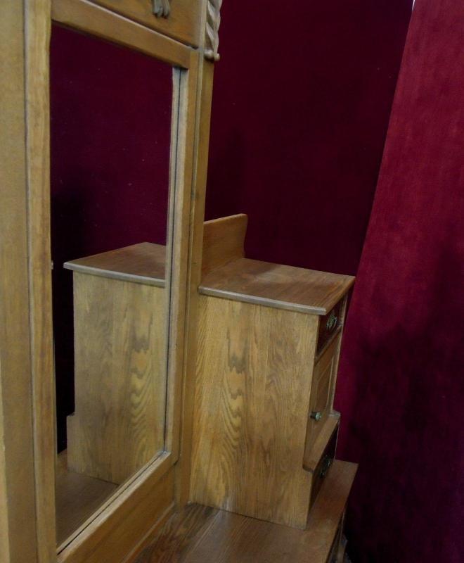 Antique Oak Dresser Hatbox and Mirror