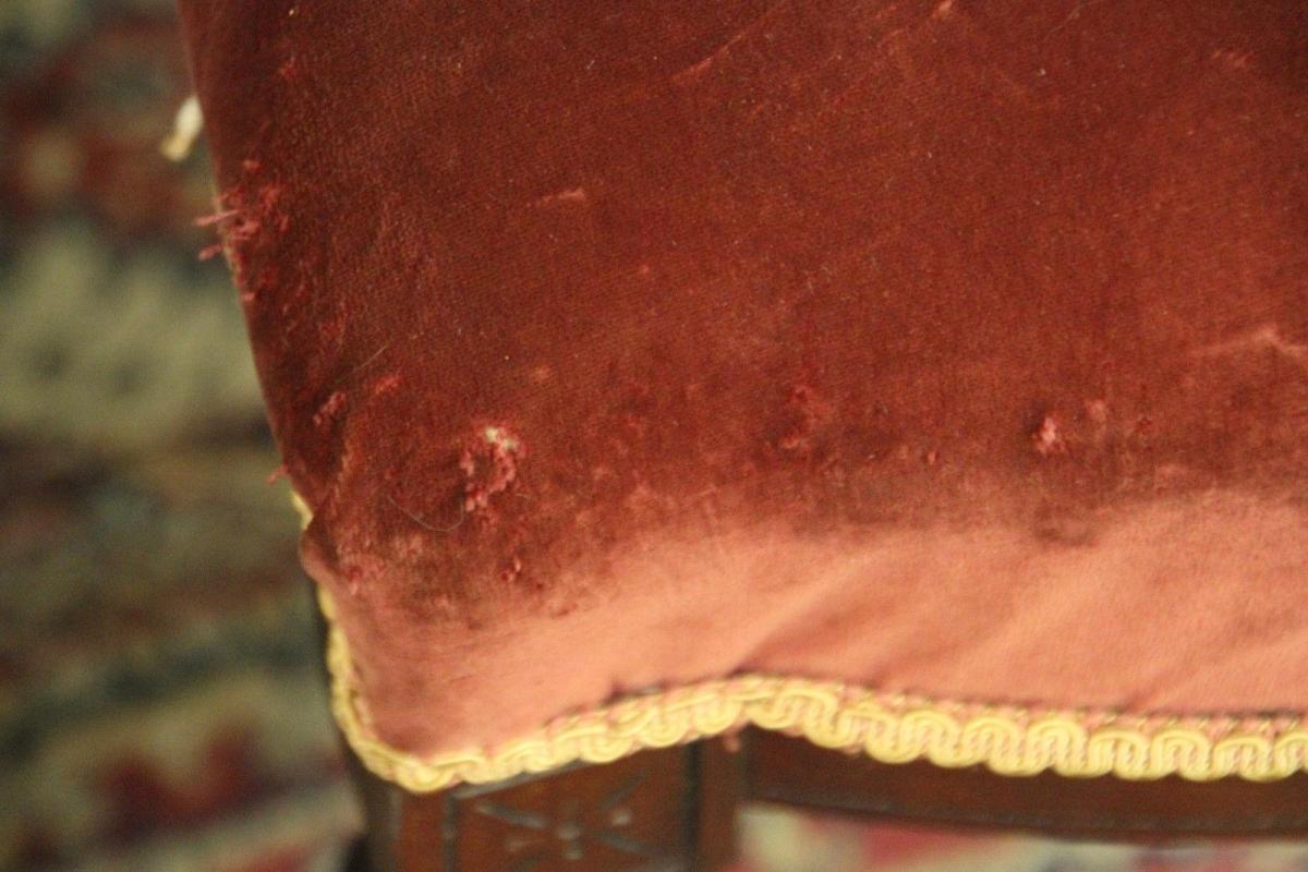 Parlor Chairs Carved Crests Velvet Material Three