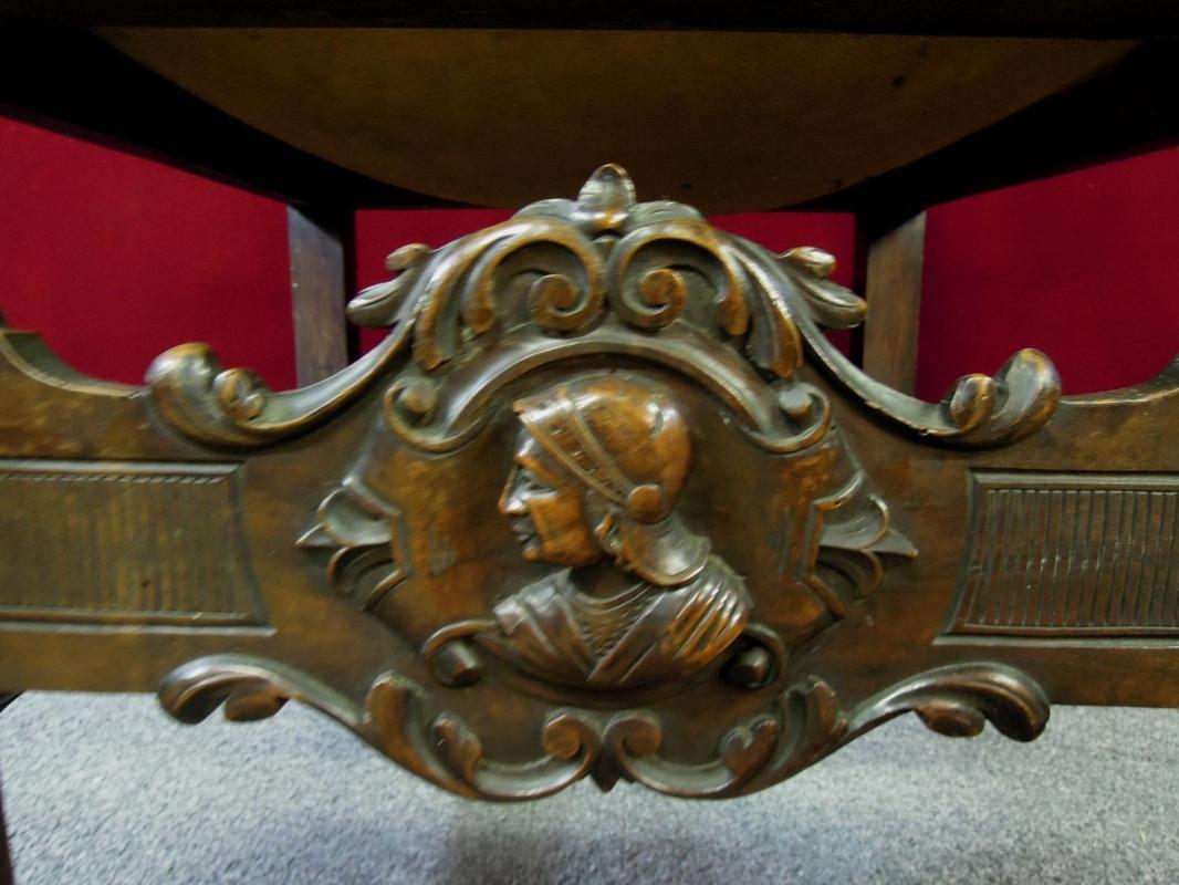 Antique Regal Gothic Throne Chair Coat Of Arms Figural Head RARE