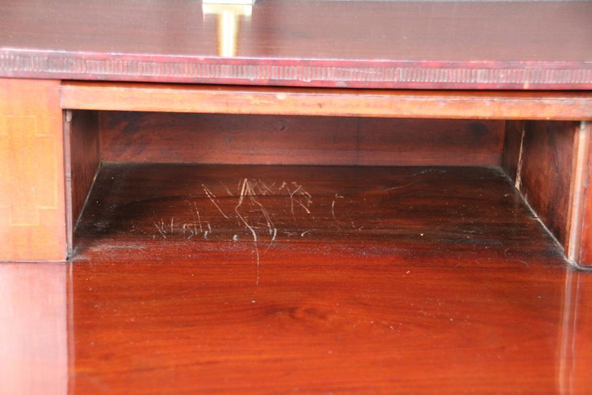 Regency English Sideboard Buffett Mahogany Burl Brass Rails Rare to Find