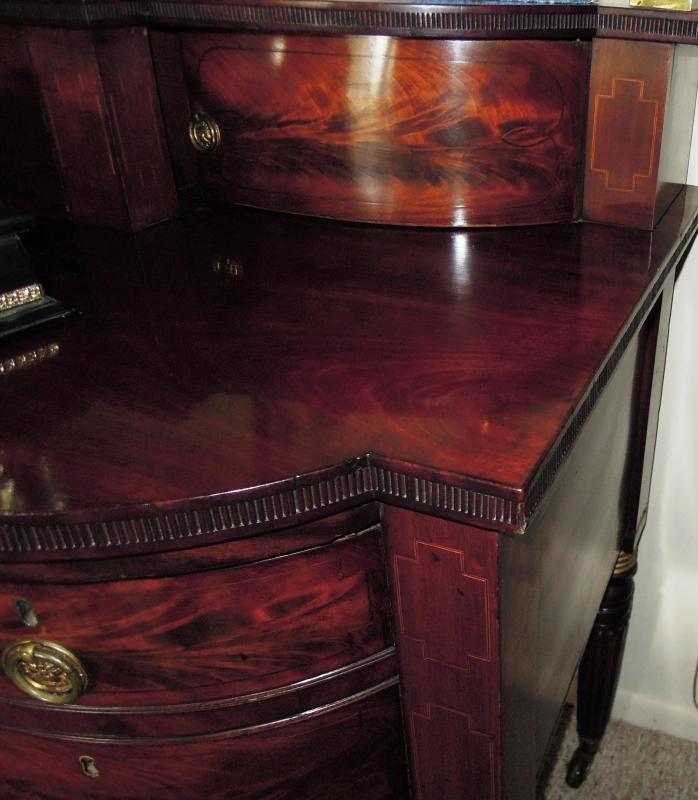 Regency English Sideboard Buffett Mahogany Burl Brass Rails Rare to Find