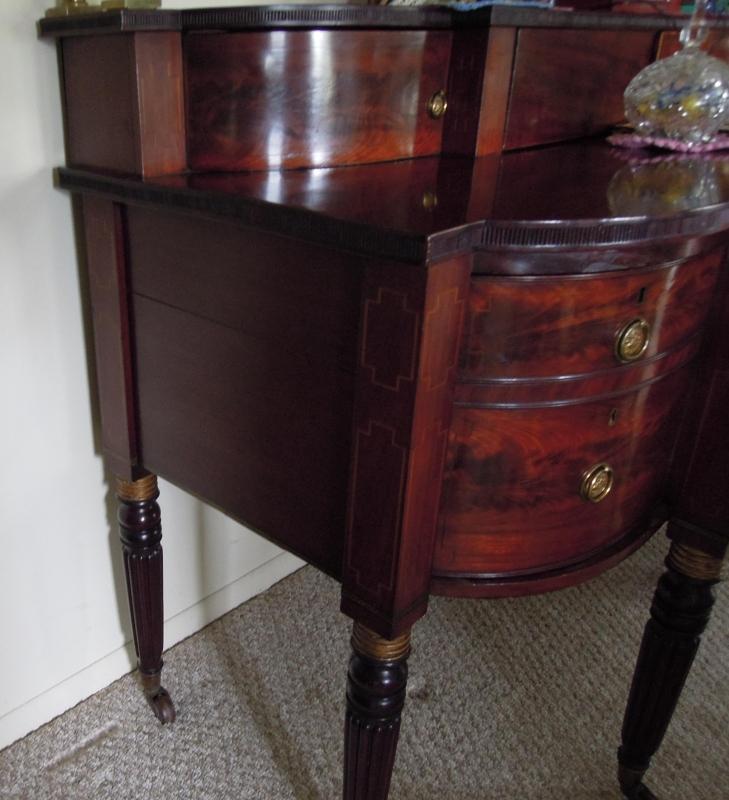 Regency English Sideboard Buffett Mahogany Burl Brass Rails Rare to Find