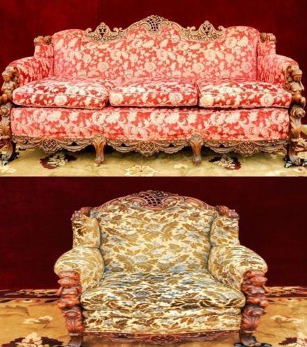 Gimbels Figural Sofa Chair Head Carved Rare