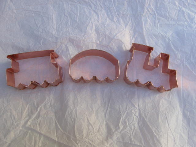 Copper Plated Set of 3 Train Locomotive Coal Car Caboose Cookie Cutters