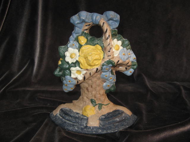 Cast Iron Flower Basket Doorstop Door Stop